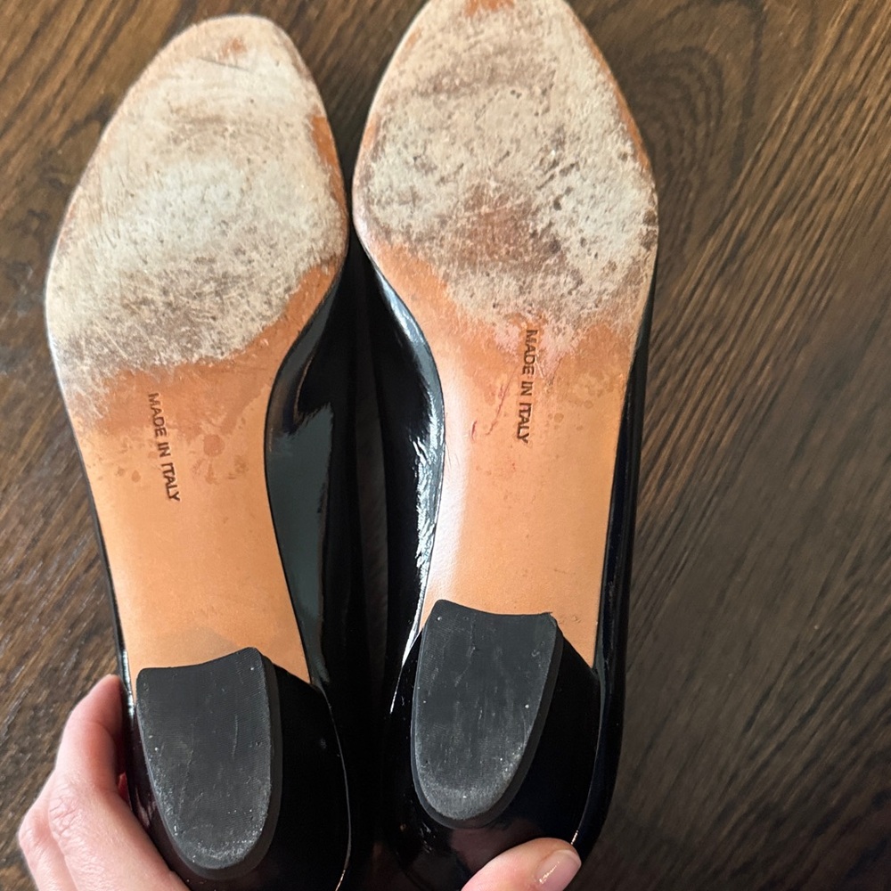 Salvatore Ferragamo Black Flats with Gold Accents - Picture 3 of 5
